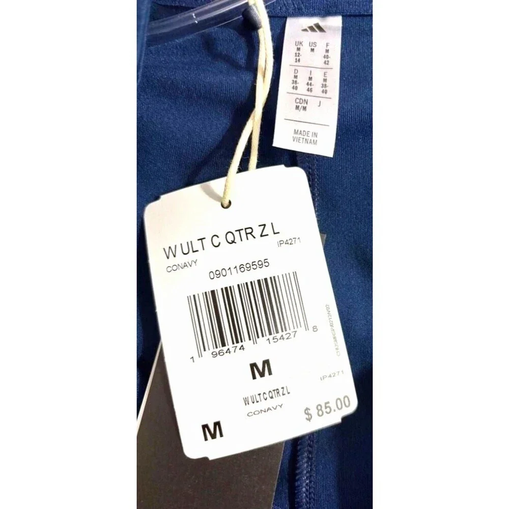 Adidas Women’s Quarter Zip Pullover Navy Blue Dri-Fit Jacket Medium NWT Athlet